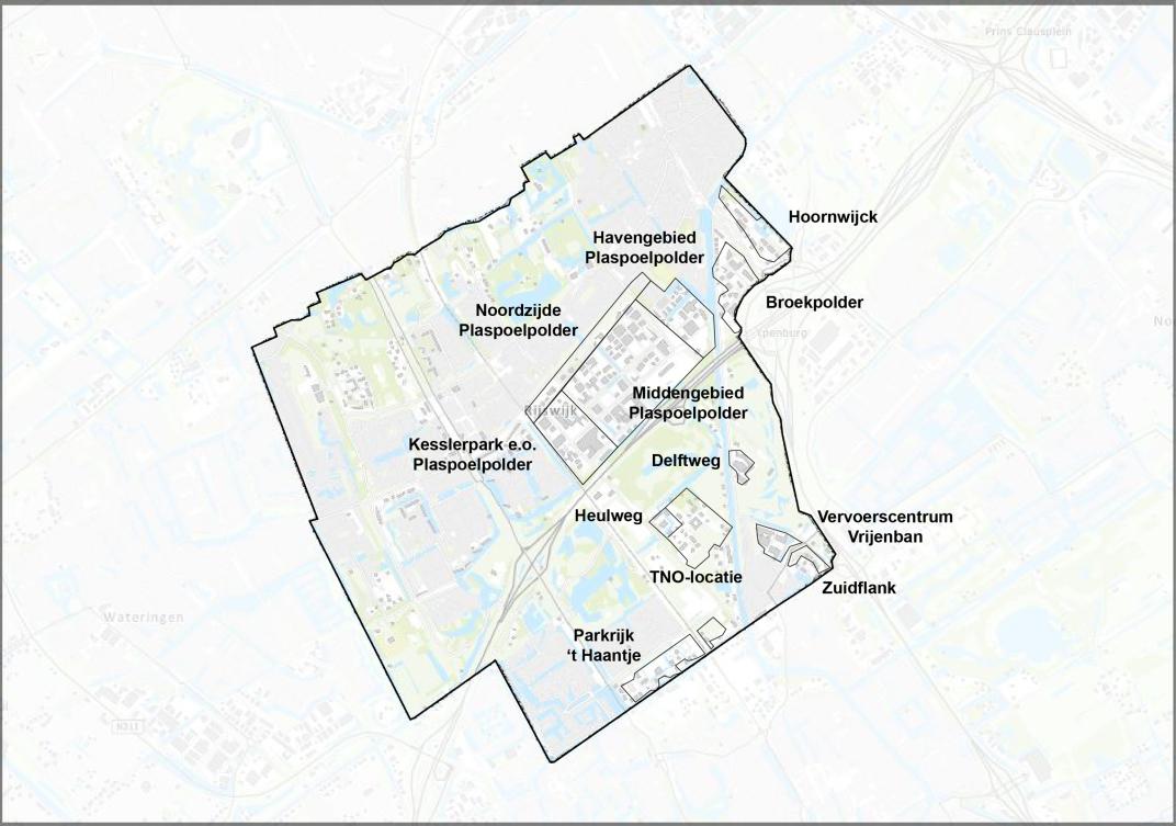 Plattegrond bedrijventerreinen in Rijswijk