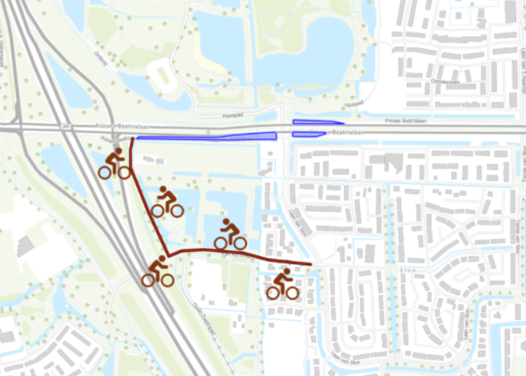 Fietsers worden omgeleid via Van Rijnweg en Metelerkampstraat. 