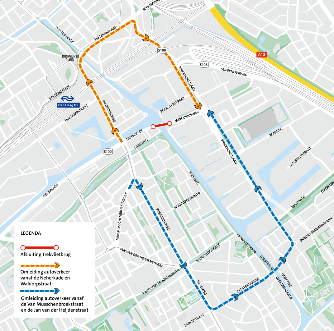 Omleidingskaart Trekvlietbrug Autoverkeer