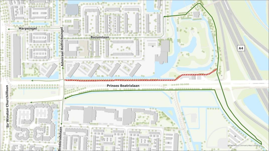 Afsluiting fietspad en alternatieve fietsroutes