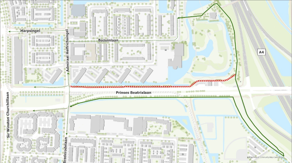 Afsluiting fietspad en alternatieve fietsroutes
