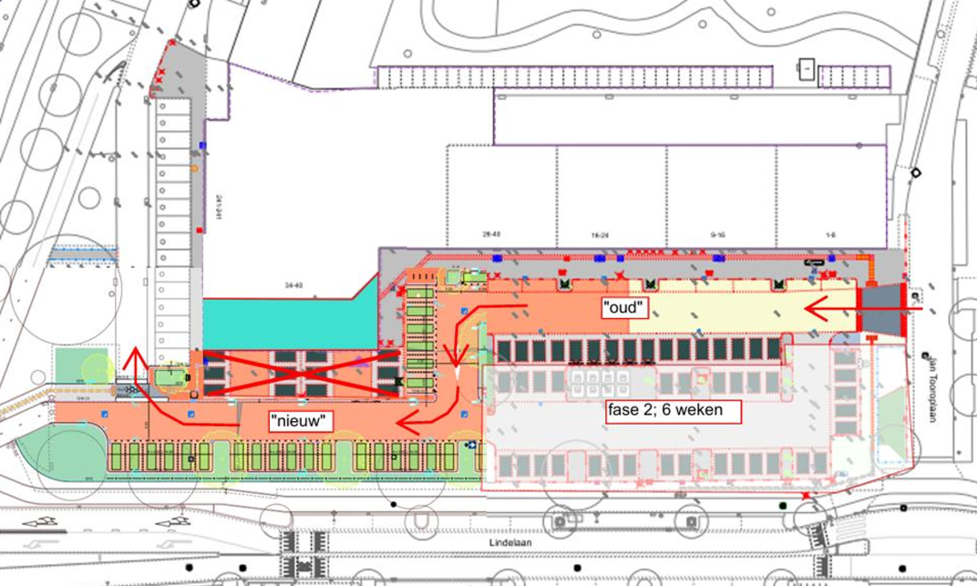 Tekening werkzaamheden Lindelaan en Hendrik Ravesteijnplein