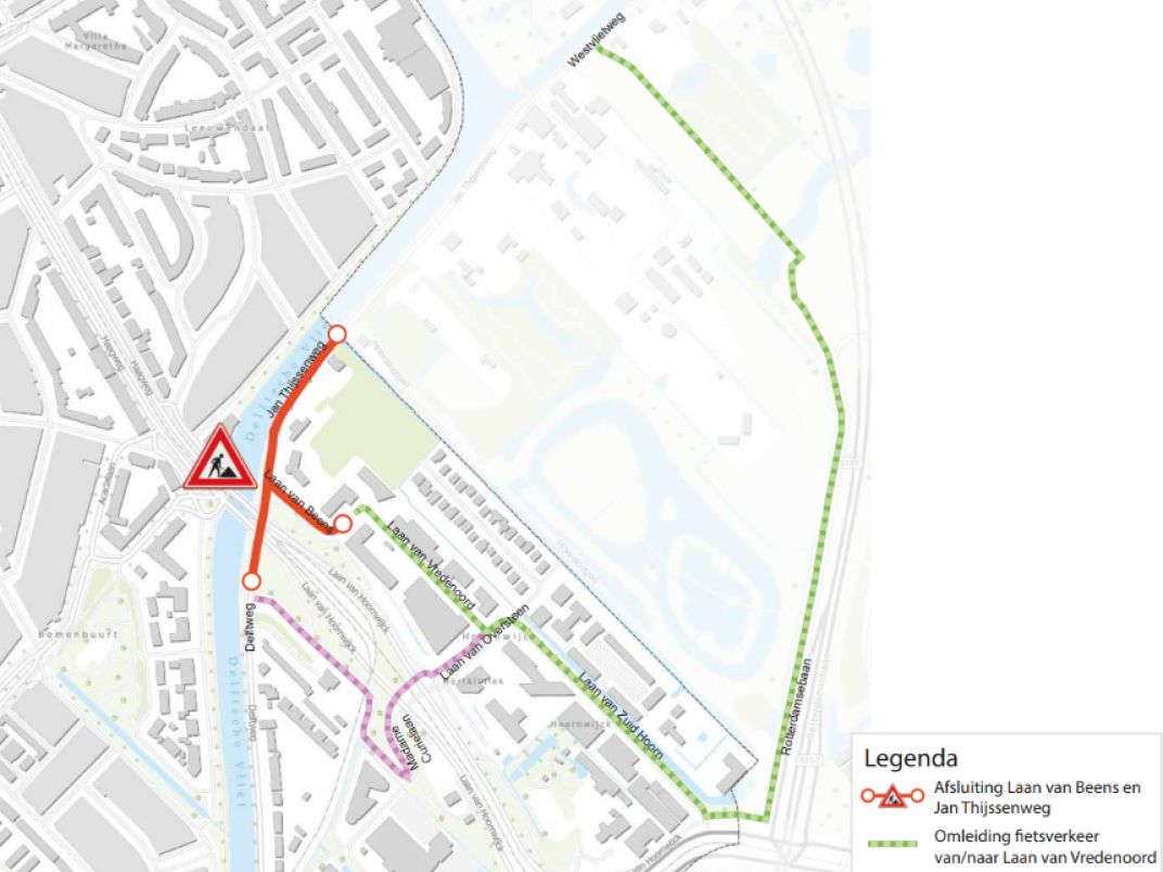 Omleiding fietsers Laan van Beens