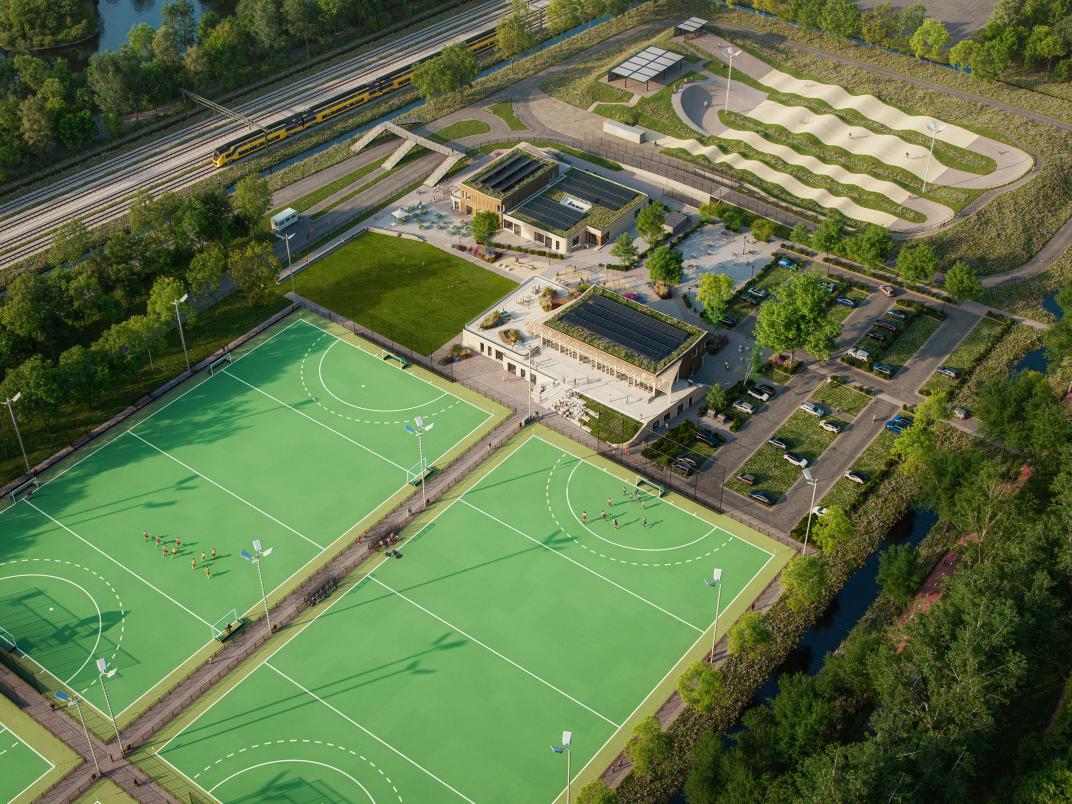 Luchtfoto van MFA sportpark Elsenburg.